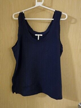 NWOT Three Dots Navy Cotton Tank Top (M)